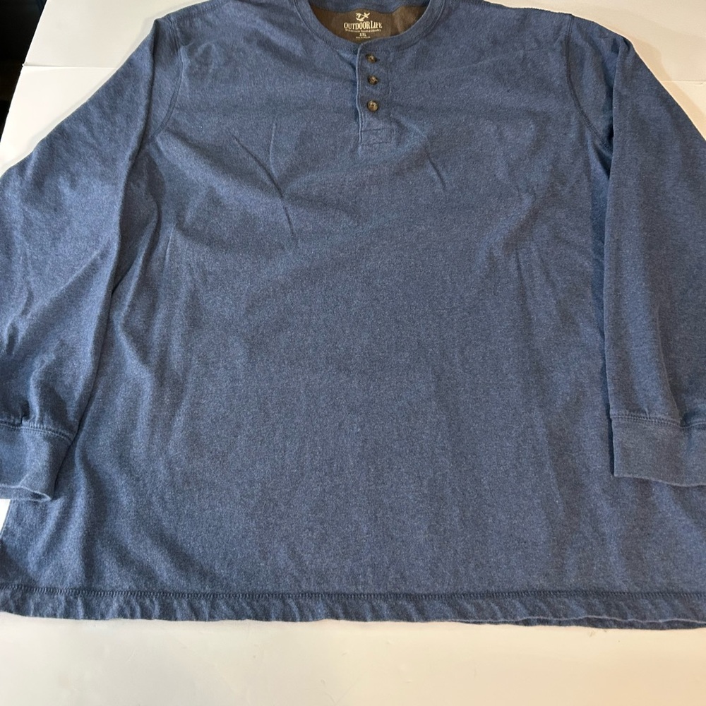 Outdoor Life Men's Heather Blue‎ Long Sleeve Henley XXL